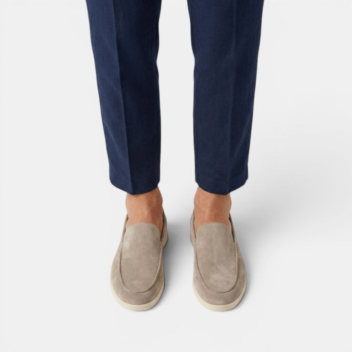 Men's Suede Moc-Toe Loafers with Contrast Sole