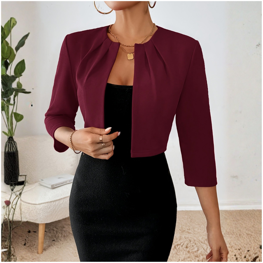 Cropped Open Front Short Blazer