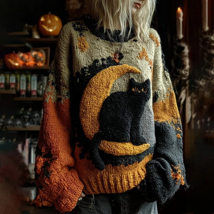 Men's Pumpkin Bat Halloween Sweater with Pullover Fit
