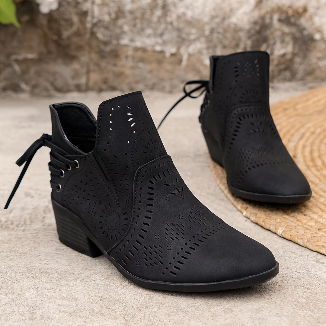 Women's Cutout Ankle Boots with Side Zip