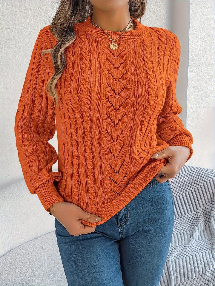 Women's Cable Knit Pointelle Sweater