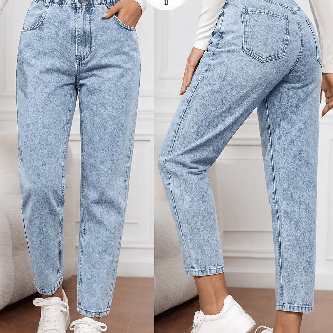Women's Acid Wash Paperbag Waist Mom Jeans