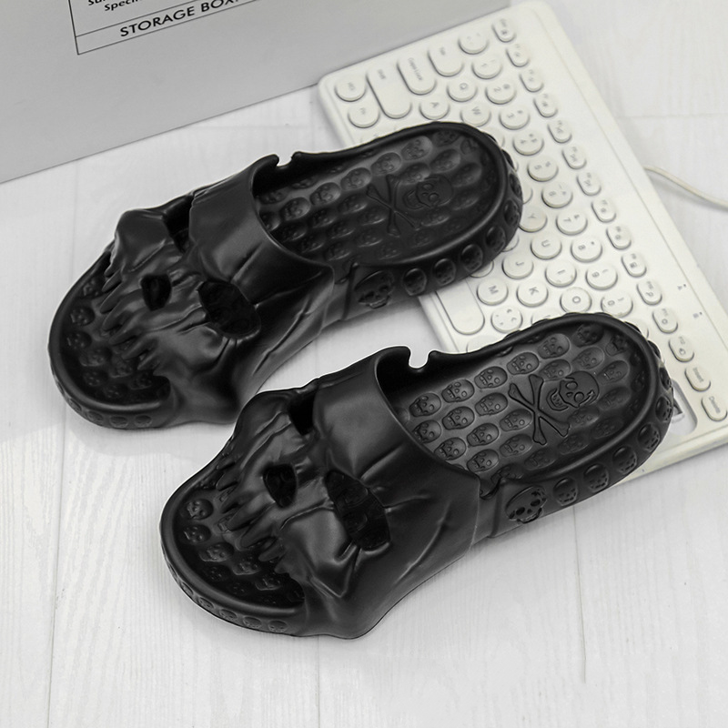 Skull Face Halloween Slide Slippers