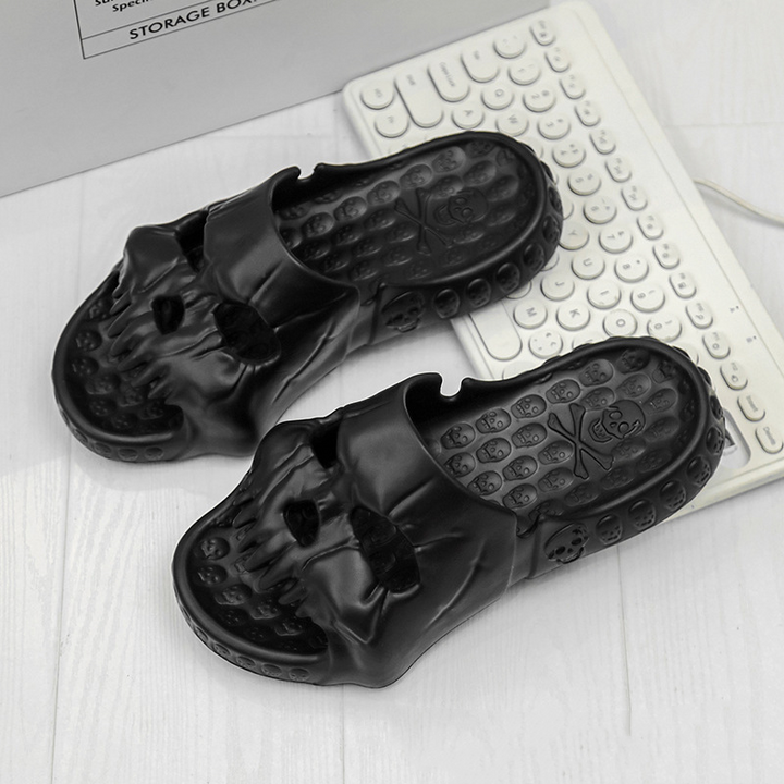 Skull Face Halloween Slide Slippers