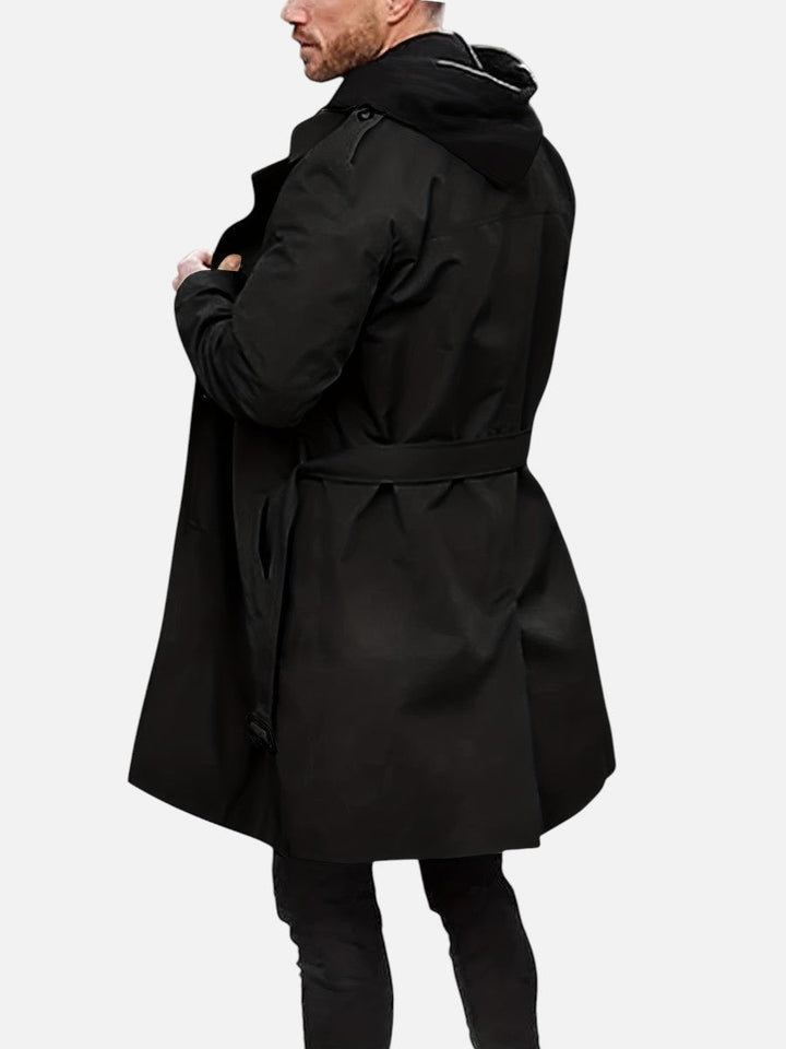 Men's Double Breasted Trench Coat with Button Front