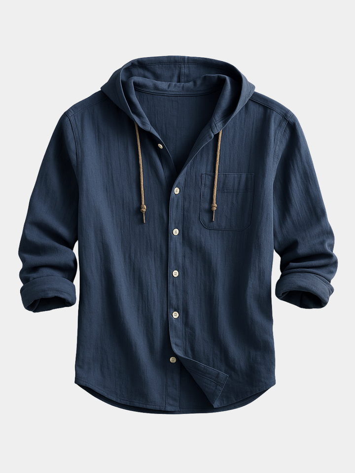 Men's Hooded Button Up Shirt