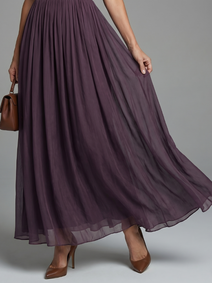 Women's Lace-Trim Pleated Formal Maxi Dress