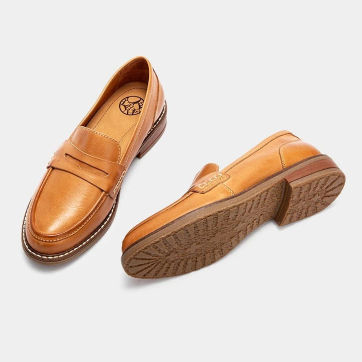 Women's Leather Penny Loafers with Orthopedic Insole