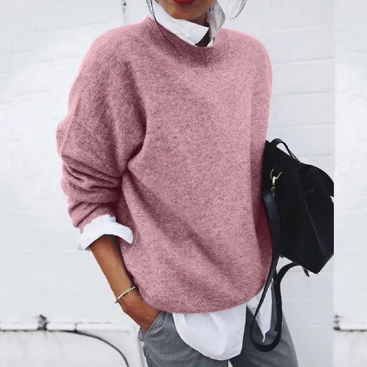 Women's Fine-Knit Crew Neck Sweater Relaxed Fit