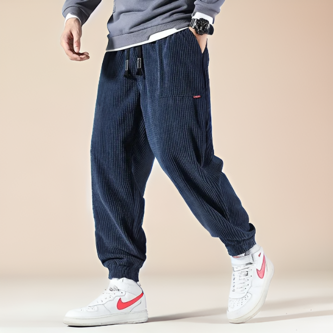 Men's Corduroy Jogger Sweatpants with Drawstring Waist
