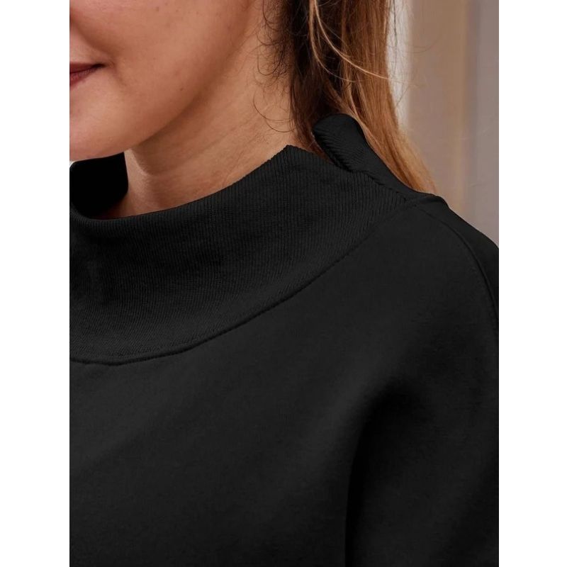 Women's Fleece-Lined Mock Neck Sweatshirt in Oversized Fit