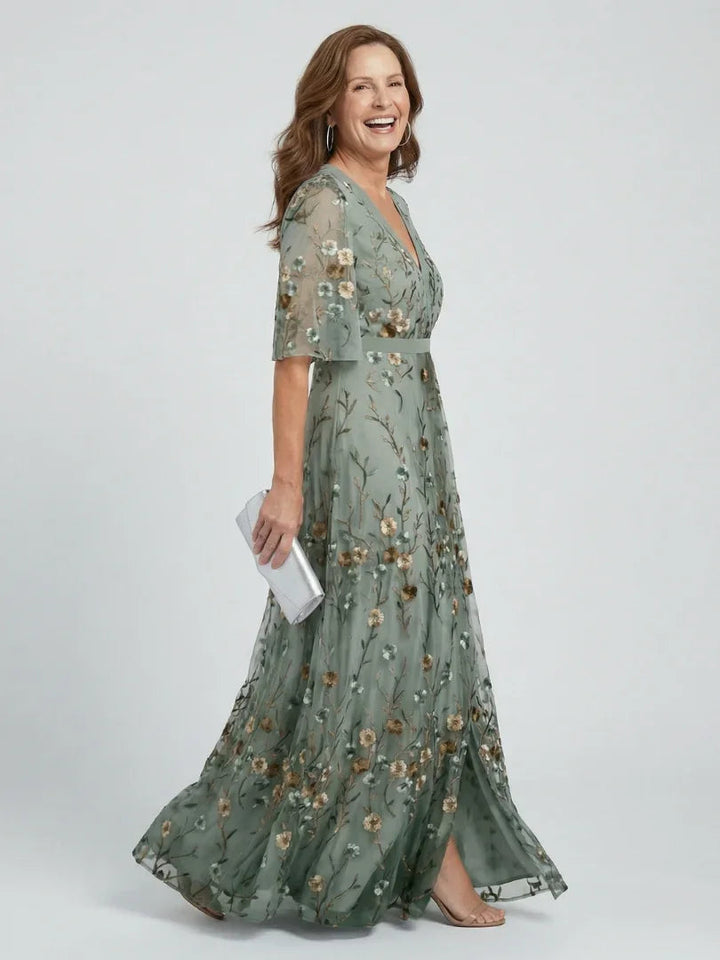 Women's Floral Embroidered Wrap Maxi Dress