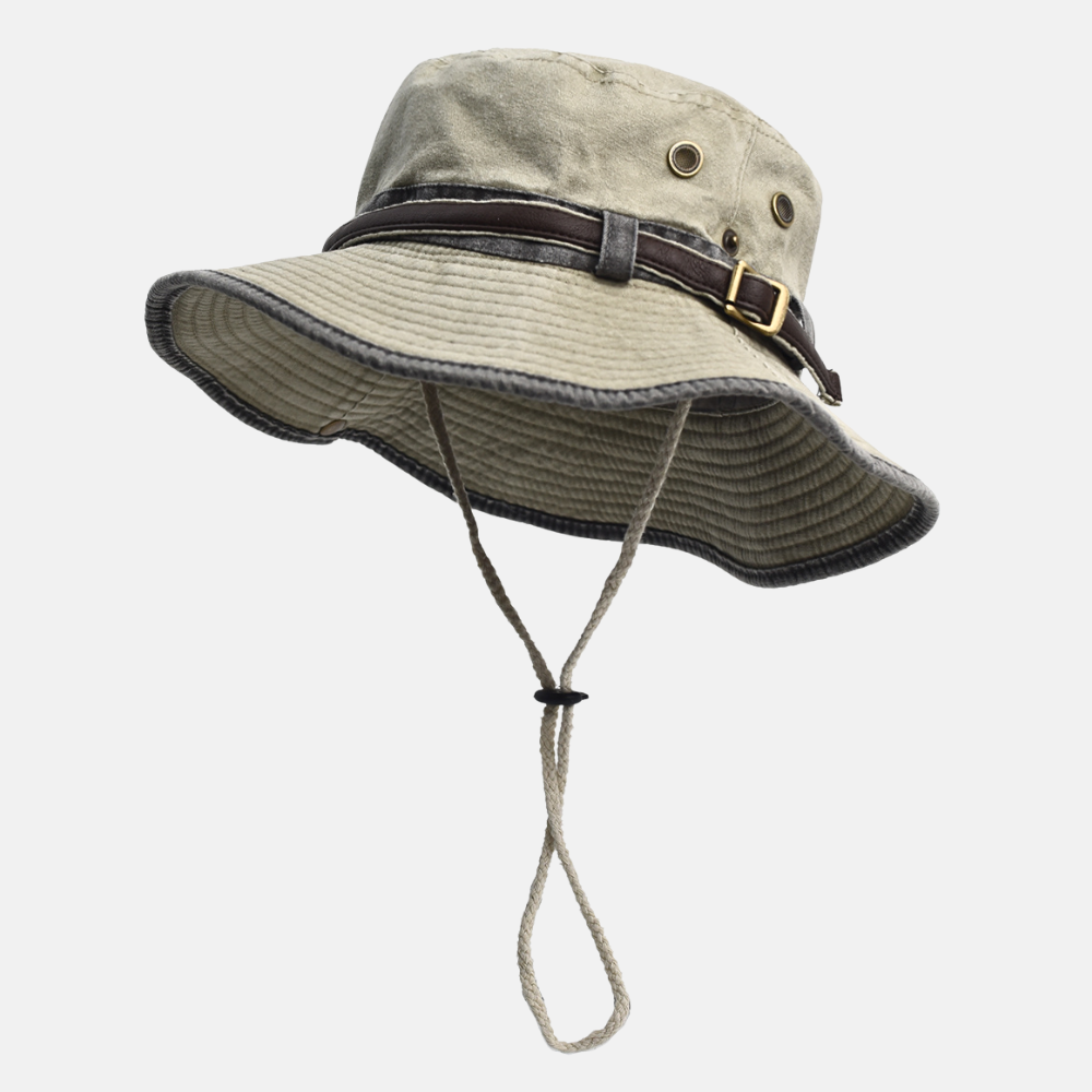 Washed Cotton Boonie Hat with Buckle Strap Detail