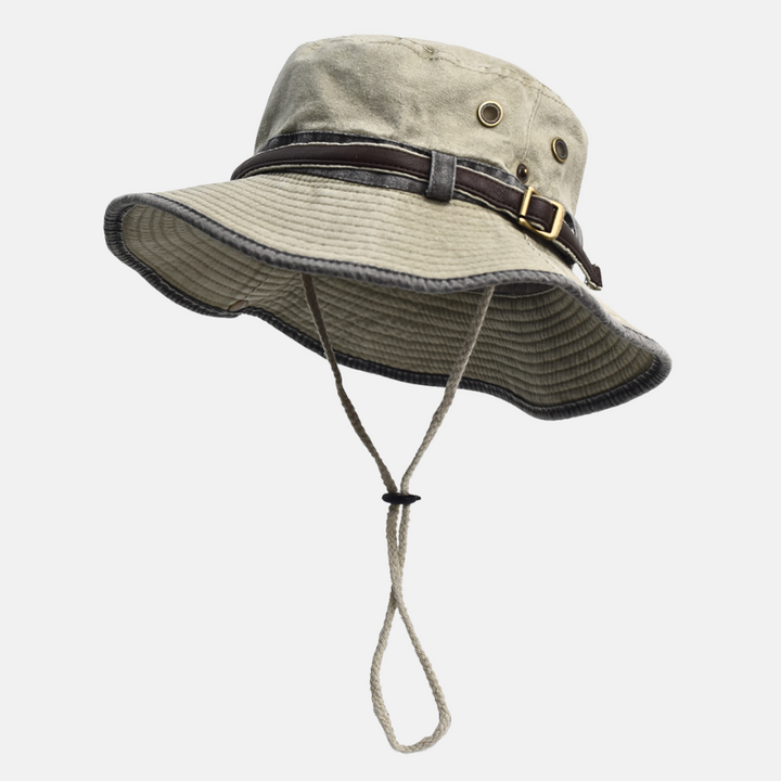 Washed Cotton Boonie Hat with Buckle Strap Detail