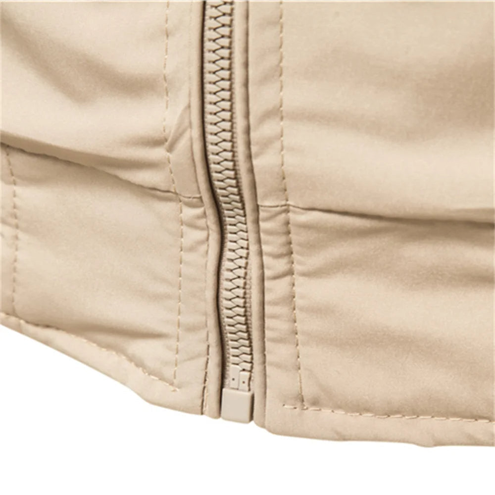 Men's Bomber Jacket with Full Zip Closure
