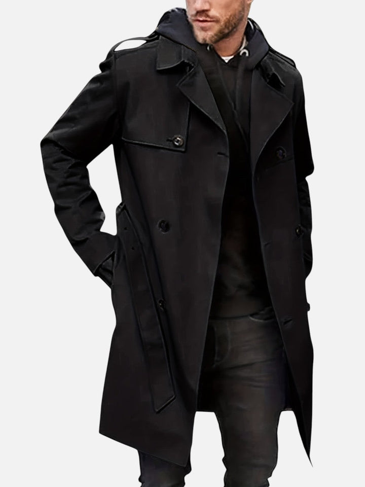 Men's Double Breasted Trench Coat with Button Front