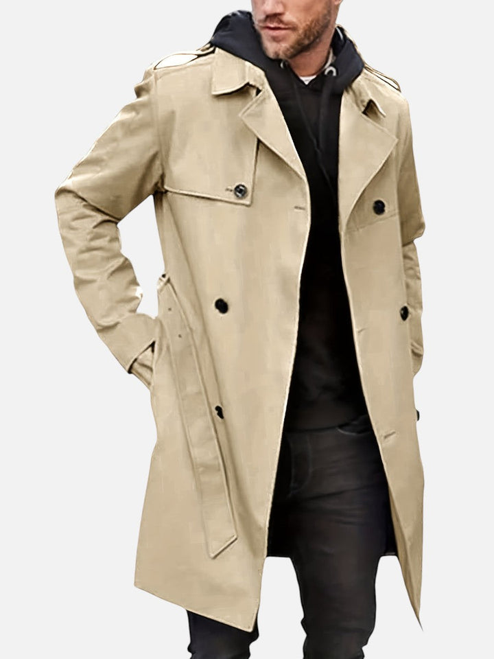 Men's Double Breasted Trench Coat with Button Front