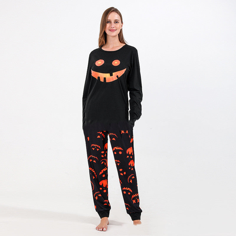 Women's Pumpkin Face Halloween Pajama Set