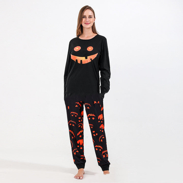 Women's Pumpkin Face Halloween Pajama Set