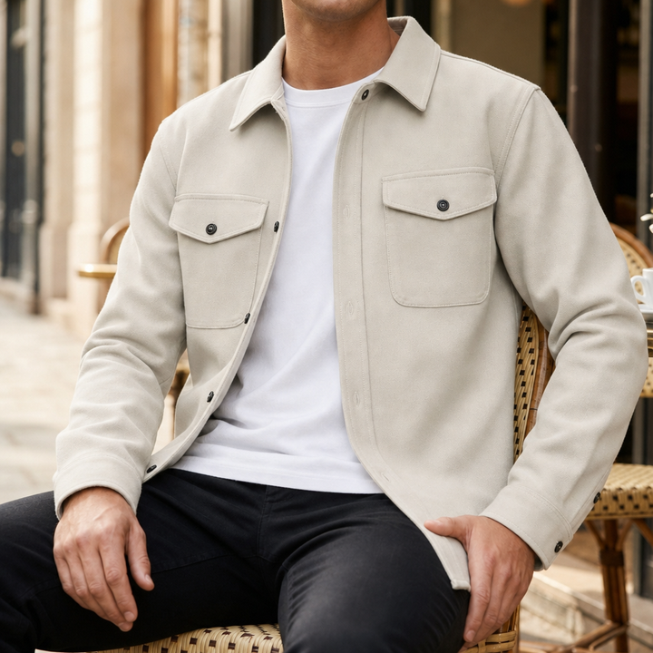 Men's Button-Up Shirt Jacket with Chest Pocket in Relaxed Fit