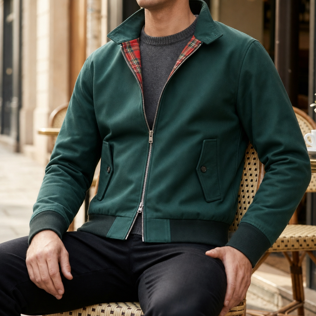 Men's Tartan Lined Harrington Jacket Classic Fit