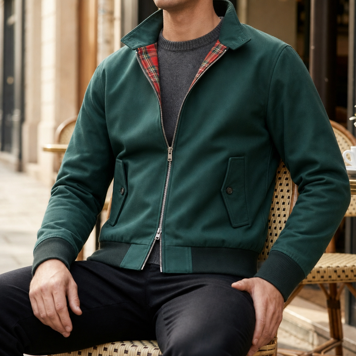 Men's Tartan Lined Harrington Jacket Classic Fit