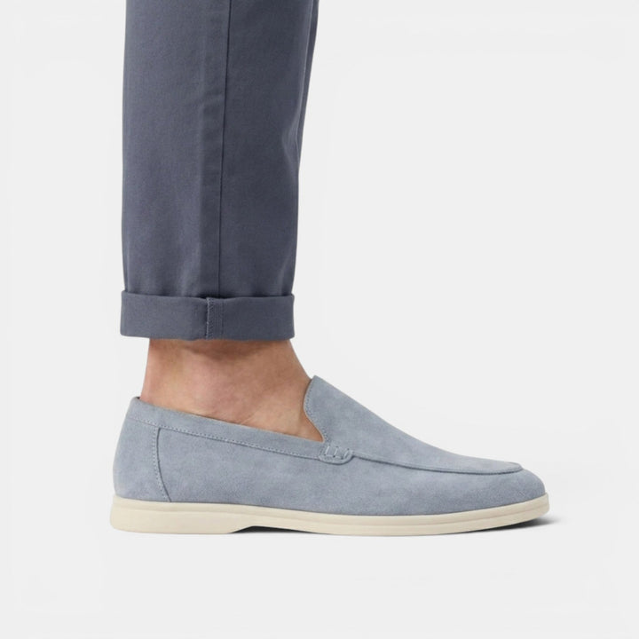 Men's Suede Moc-Toe Loafers with Contrast Sole