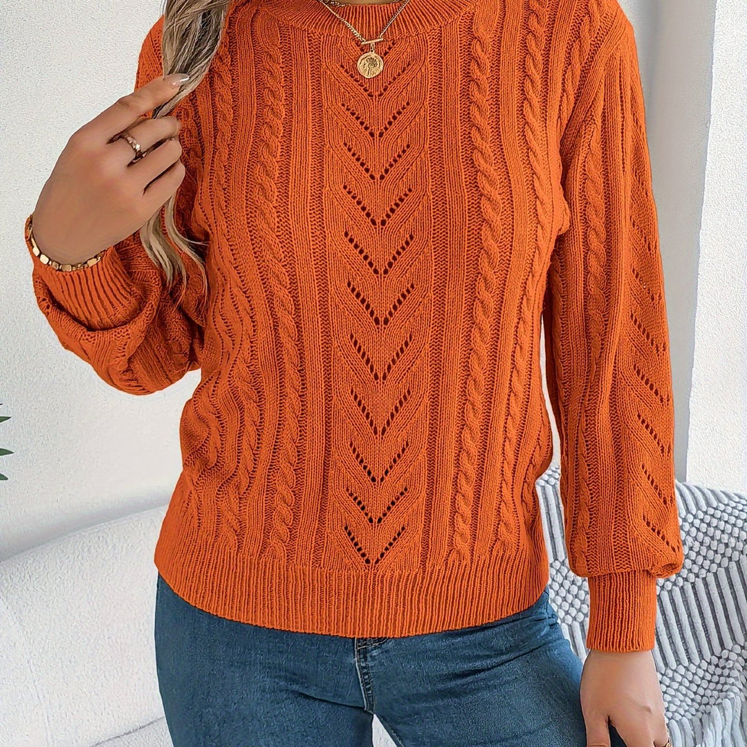Women's Cable Knit Pointelle Sweater