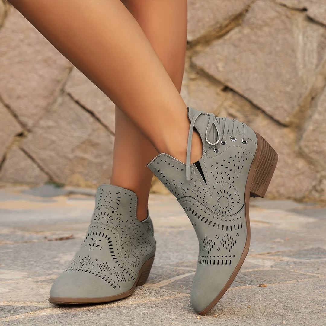 Women's Cutout Ankle Boots with Side Zip