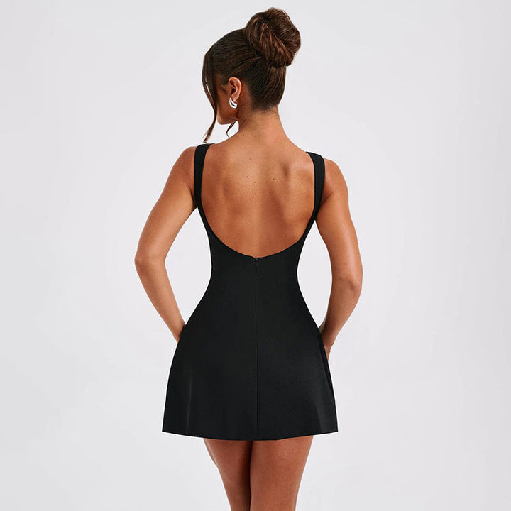 Women's Fit and Flare Boat Neck Mini Dress