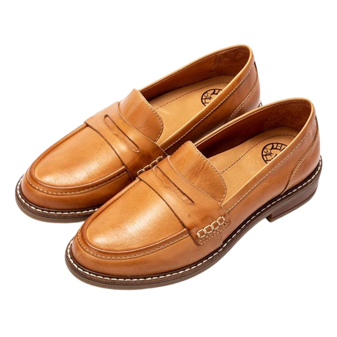 Women's Leather Penny Loafers with Orthopedic Insole