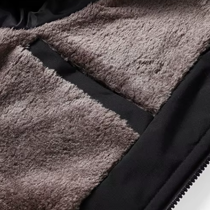 Men's Fleece-Lined Quilted Winter Jacket with Stand Collar