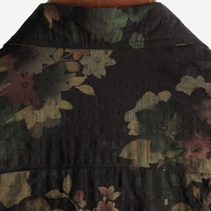 Men's Linen Floral Print Short Sleeve Shirt