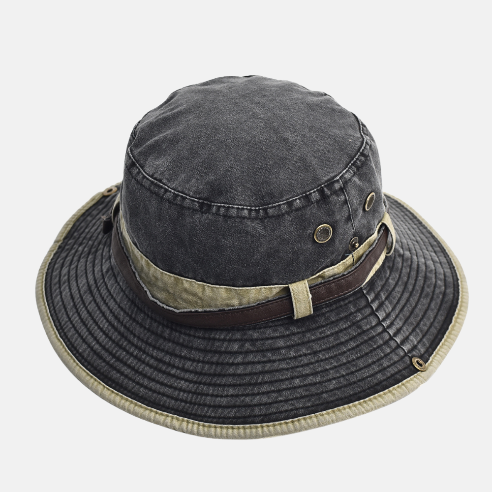 Washed Cotton Boonie Hat with Buckle Strap Detail