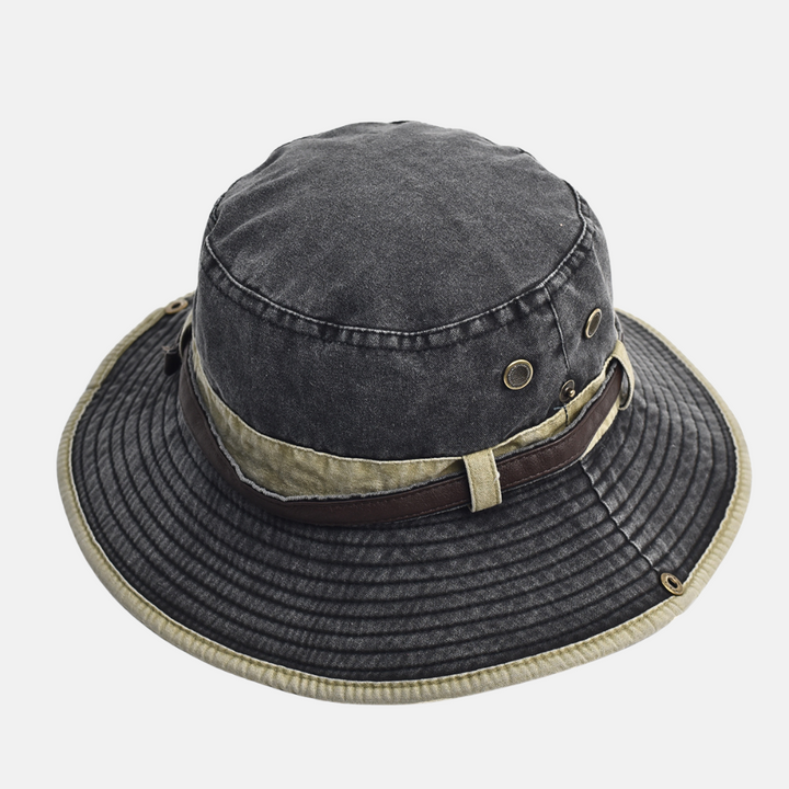 Washed Cotton Boonie Hat with Buckle Strap Detail