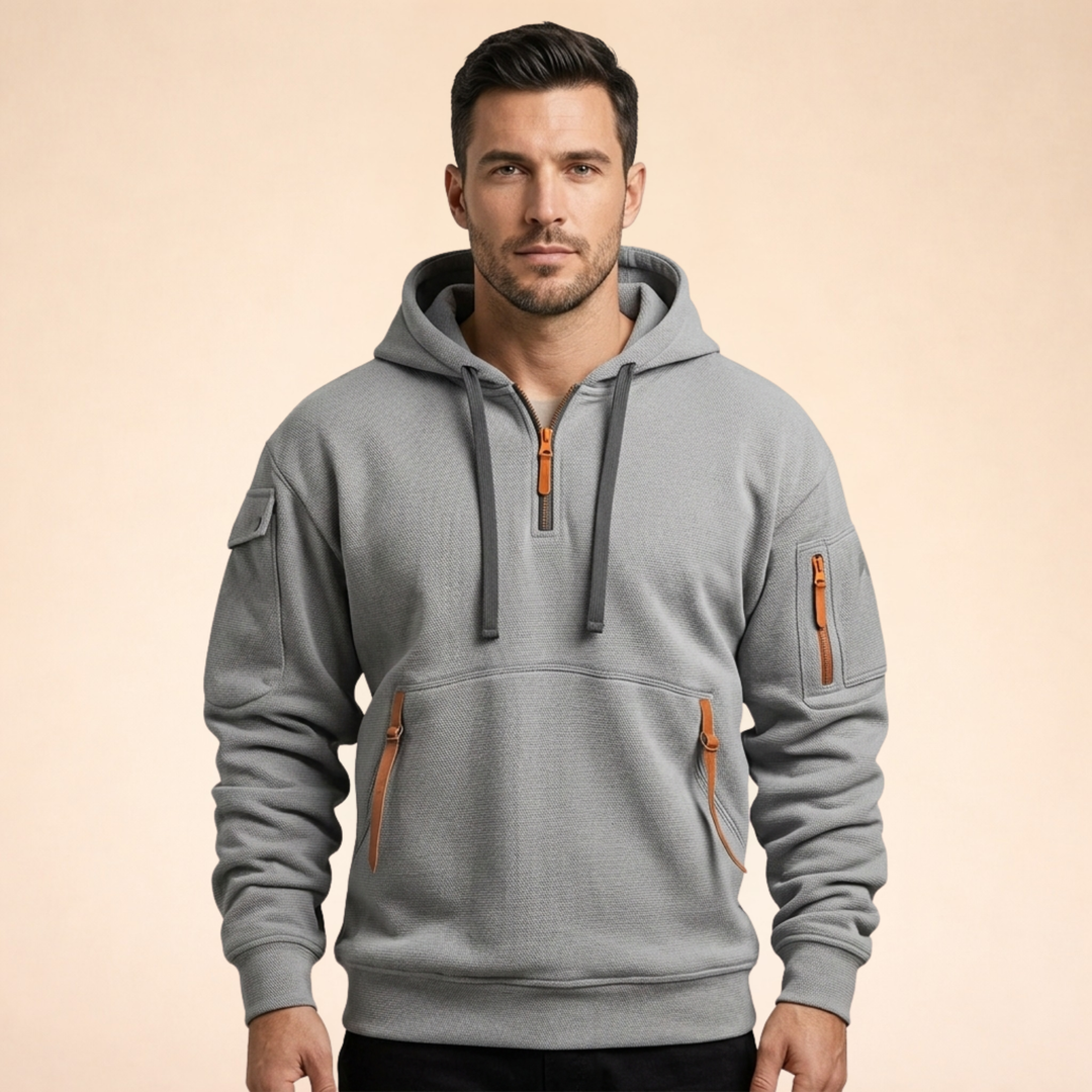 Men's Utility Quarter-Zip Hoodie with Zip Pockets