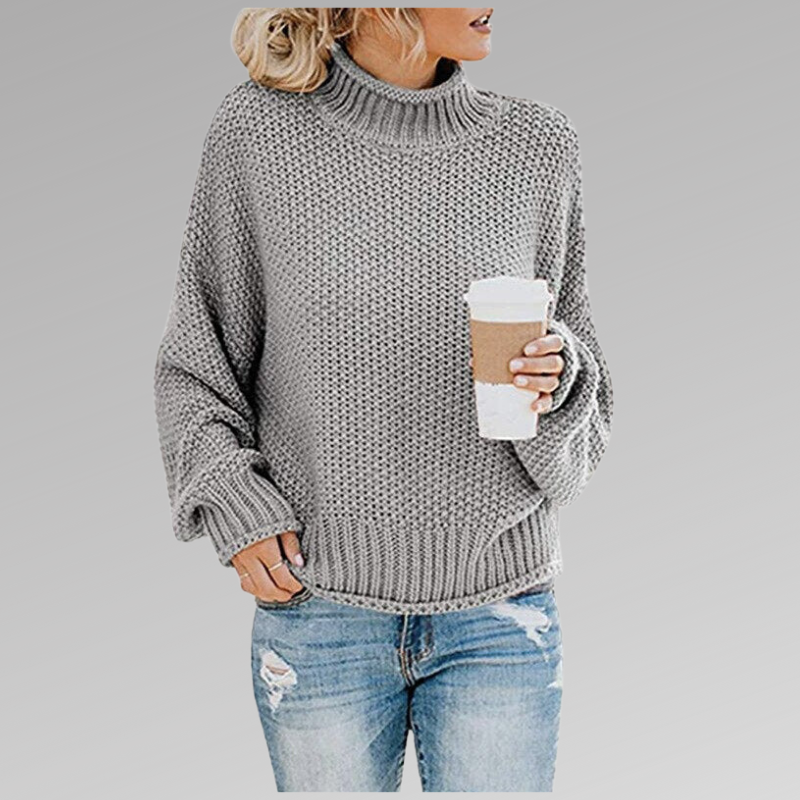 Women's Chunky Knit Oversized Turtleneck Sweater