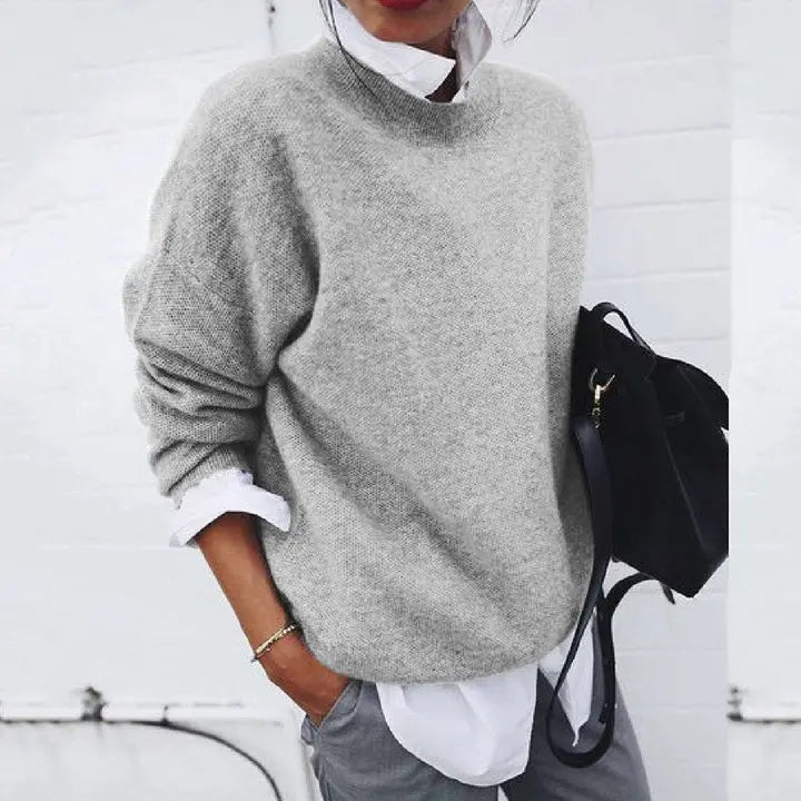 Women's Fine-Knit Crew Neck Sweater Relaxed Fit