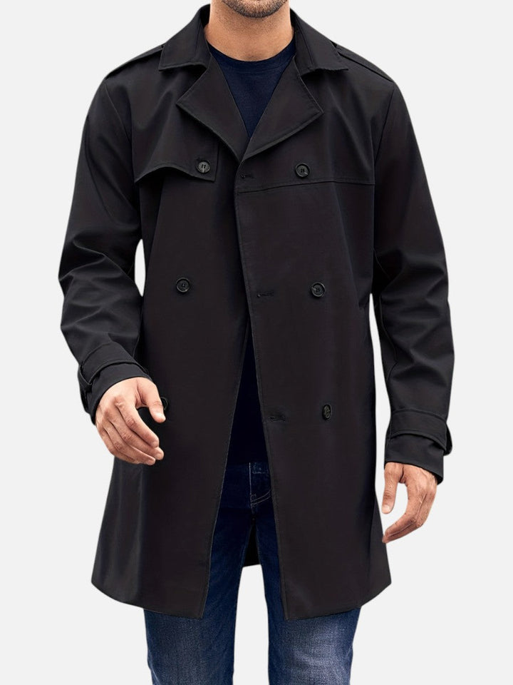 Men's Double Breasted Trench Coat with Button Front