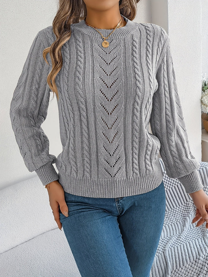 Women's Cable Knit Pointelle Sweater