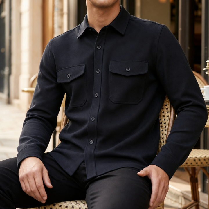 Men's Button-Up Shirt Jacket with Chest Pocket in Relaxed Fit
