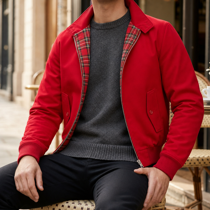 Men's Tartan Lined Harrington Jacket Classic Fit