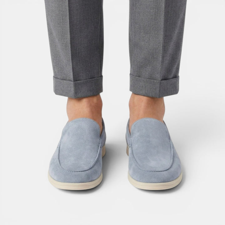 Men's Suede Moc-Toe Loafers with Contrast Sole