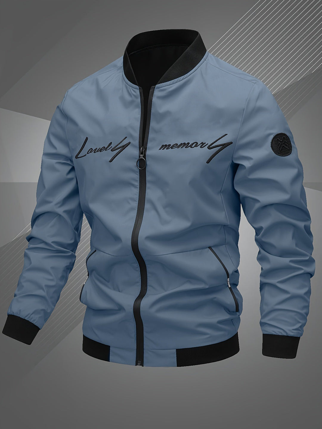 Men's Zip-Up Bomber Jacket with Ribbed Trim