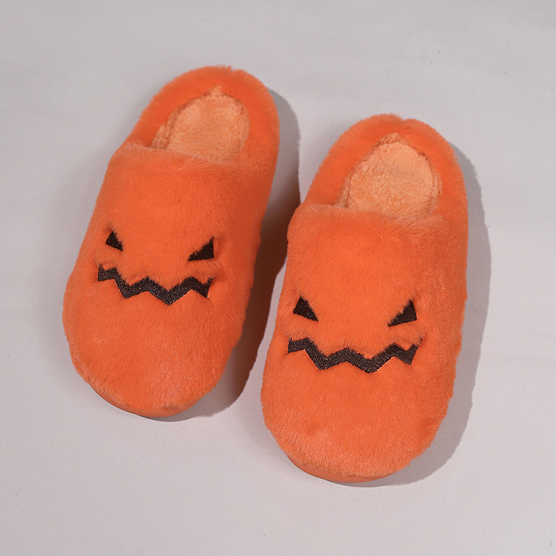 Women's Plush Pumpkin Halloween Slippers