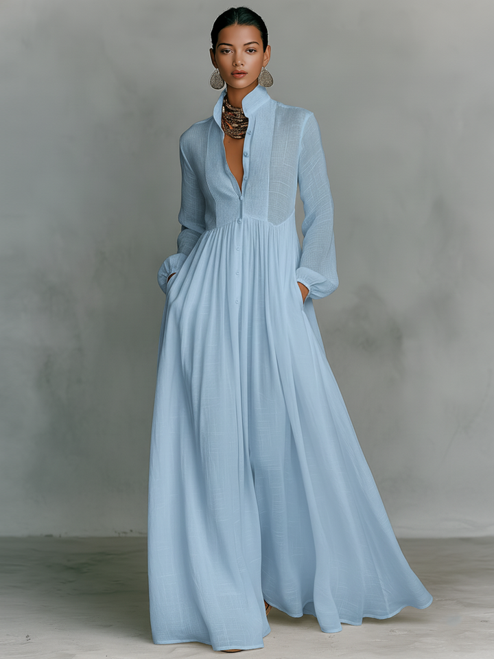 Flowy Long Sleeve Maxi Shirt Dress