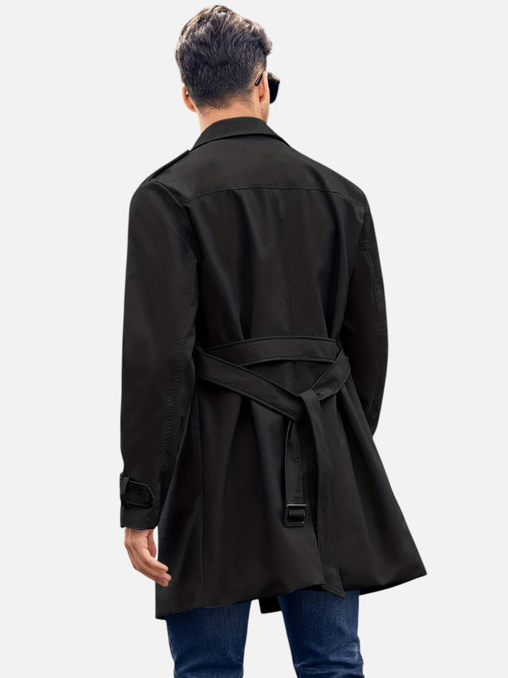 Men's Double Breasted Trench Coat with Button Front