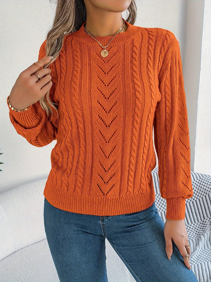 Women's Cable Knit Pointelle Sweater