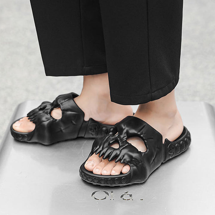Skull Face Halloween Slide Slippers