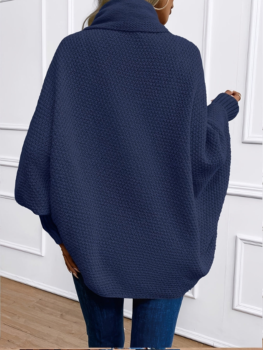 Women's Waffle Knit Waterfall Cardigan with Dolman Sleeves